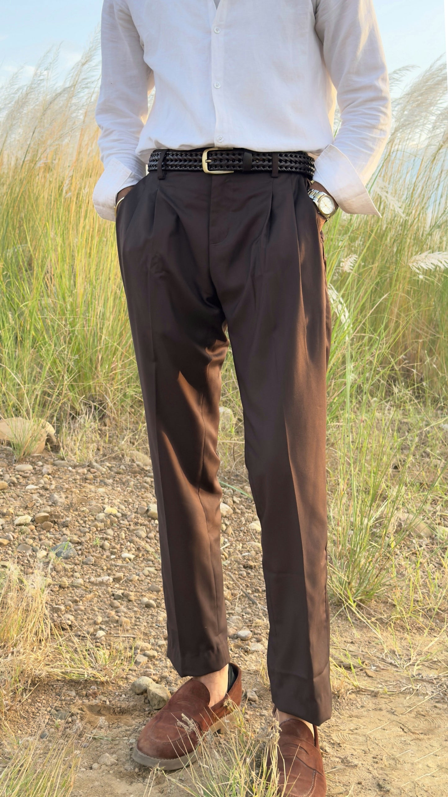Signature Linen Pants - Brown