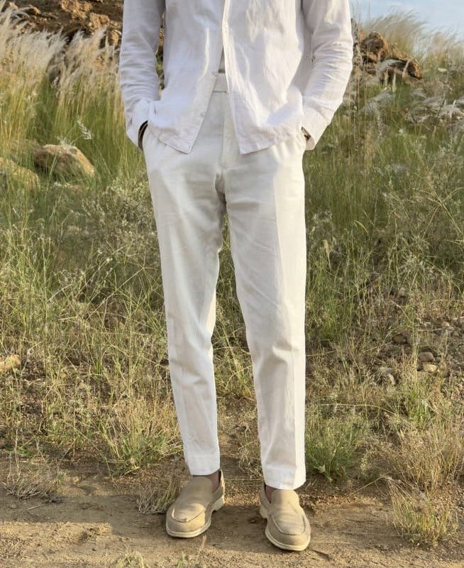 Signature Linen Pants - White